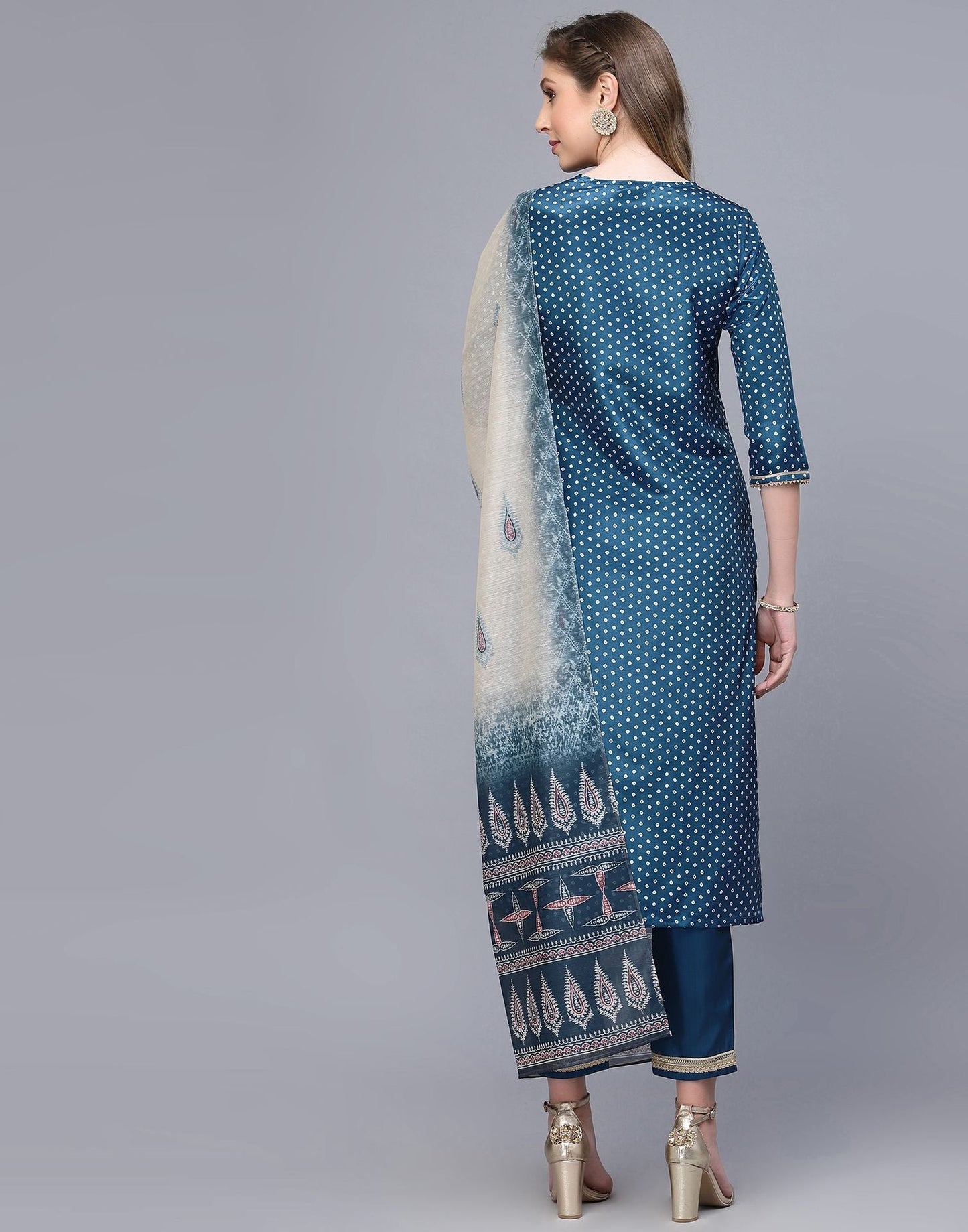 Blue Kurti With Pant And Dupatta | Leemboodi