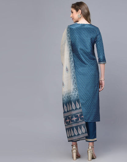 Blue Kurti With Pant And Dupatta | Leemboodi