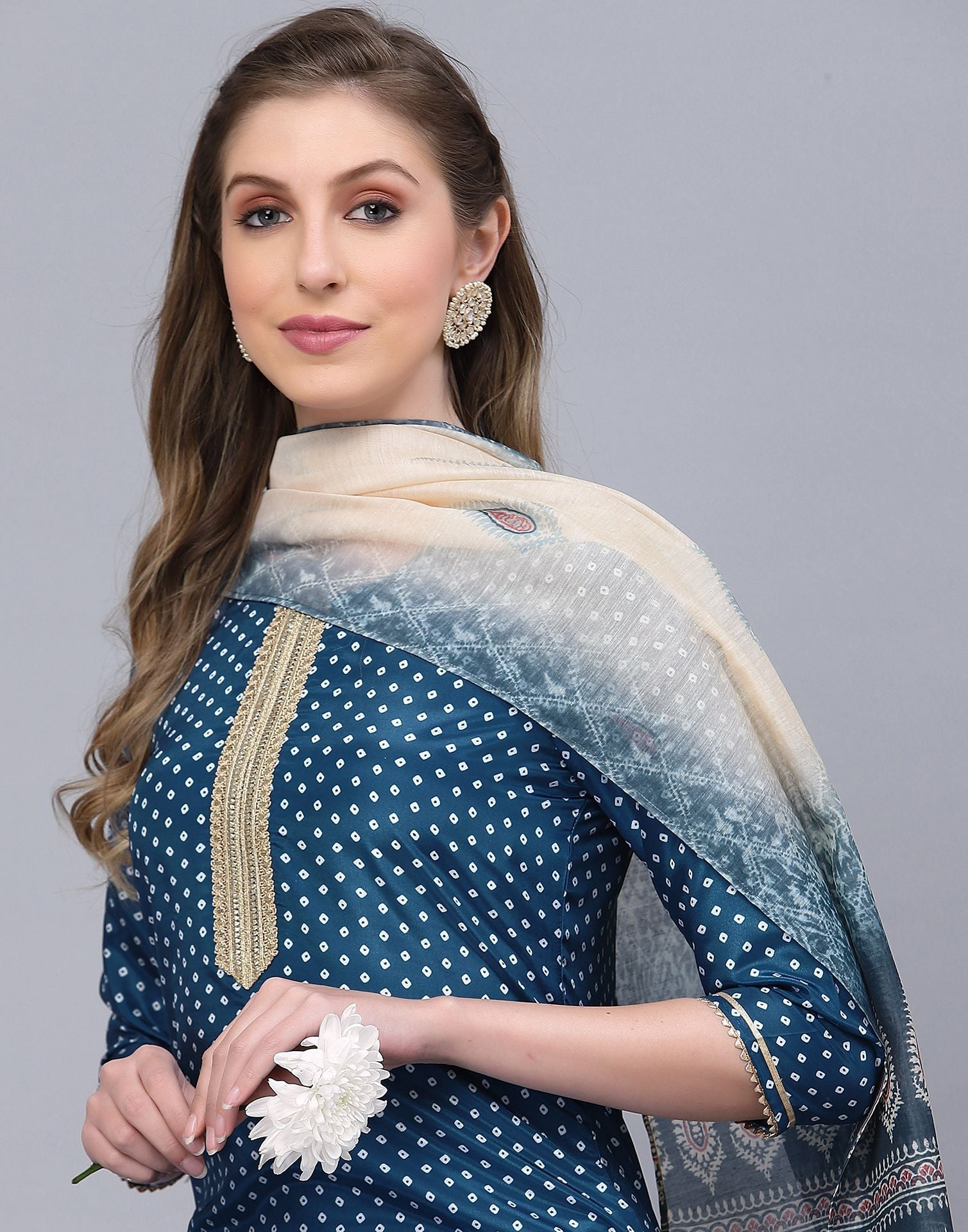 Blue Kurti With Pant And Dupatta | Leemboodi