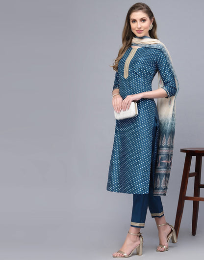 Blue Kurti With Pant And Dupatta | Leemboodi