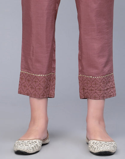 Rust Pink Printed Kurti With Pant Set | Leemboodi