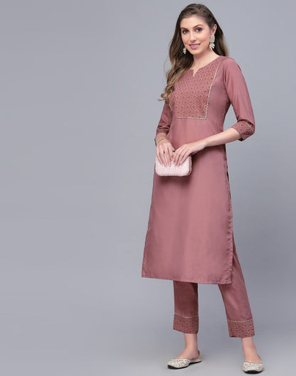 Rust Pink Printed Kurti With Pant Set | Leemboodi