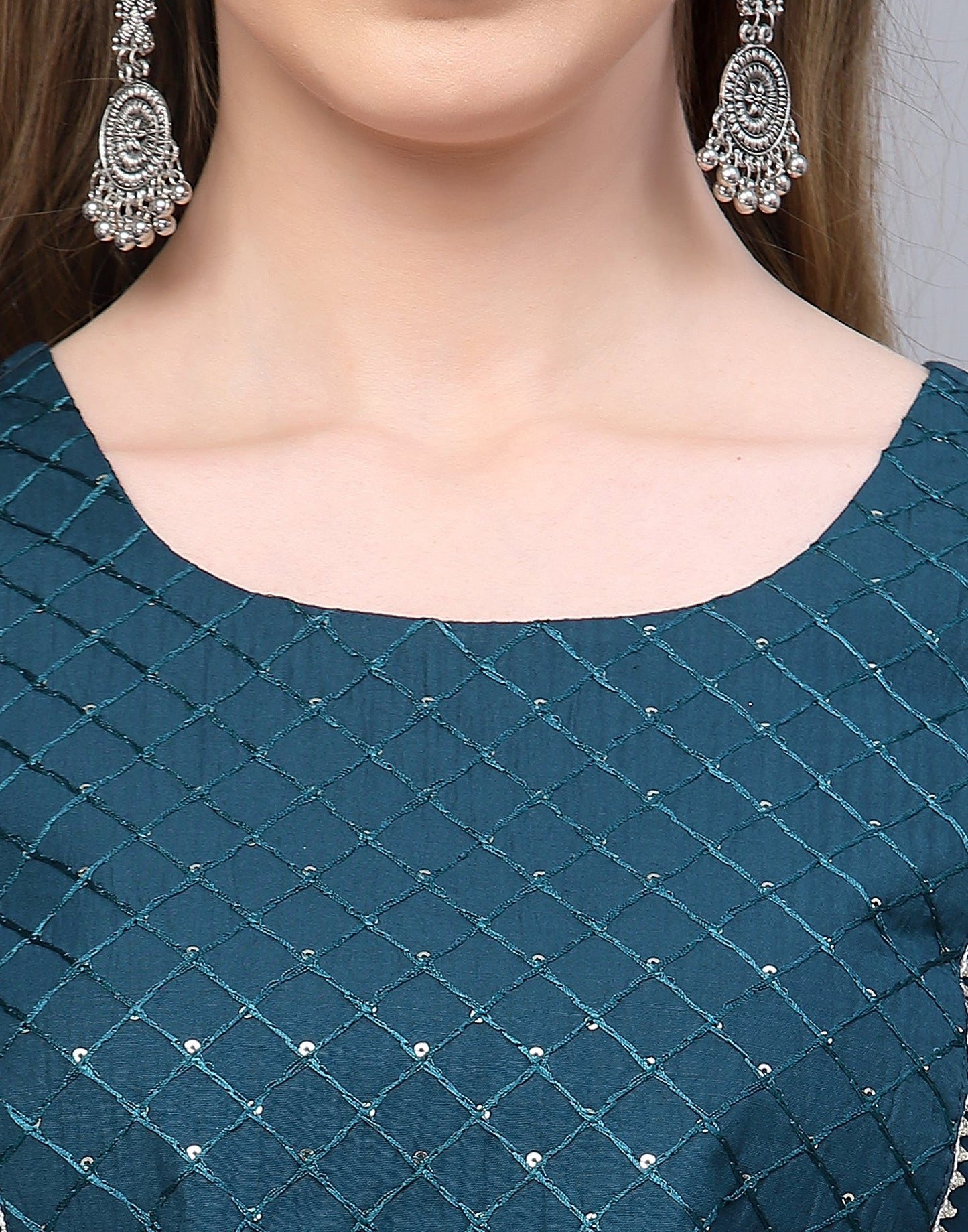 Teal Kurti With Pant And Dupatta | Leemboodi
