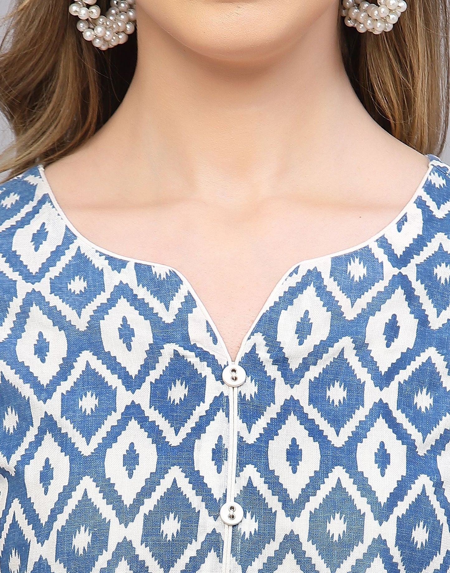 Blue Cotton Kurti With Pant Set | Leemboodi