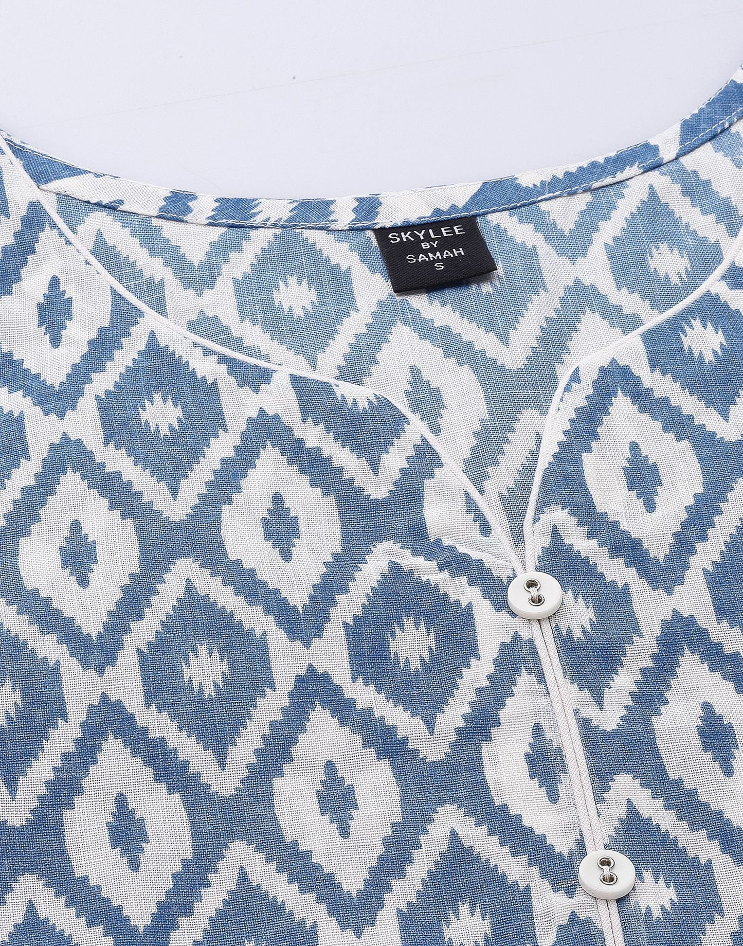 Blue Cotton Kurti With Pant Set | Leemboodi