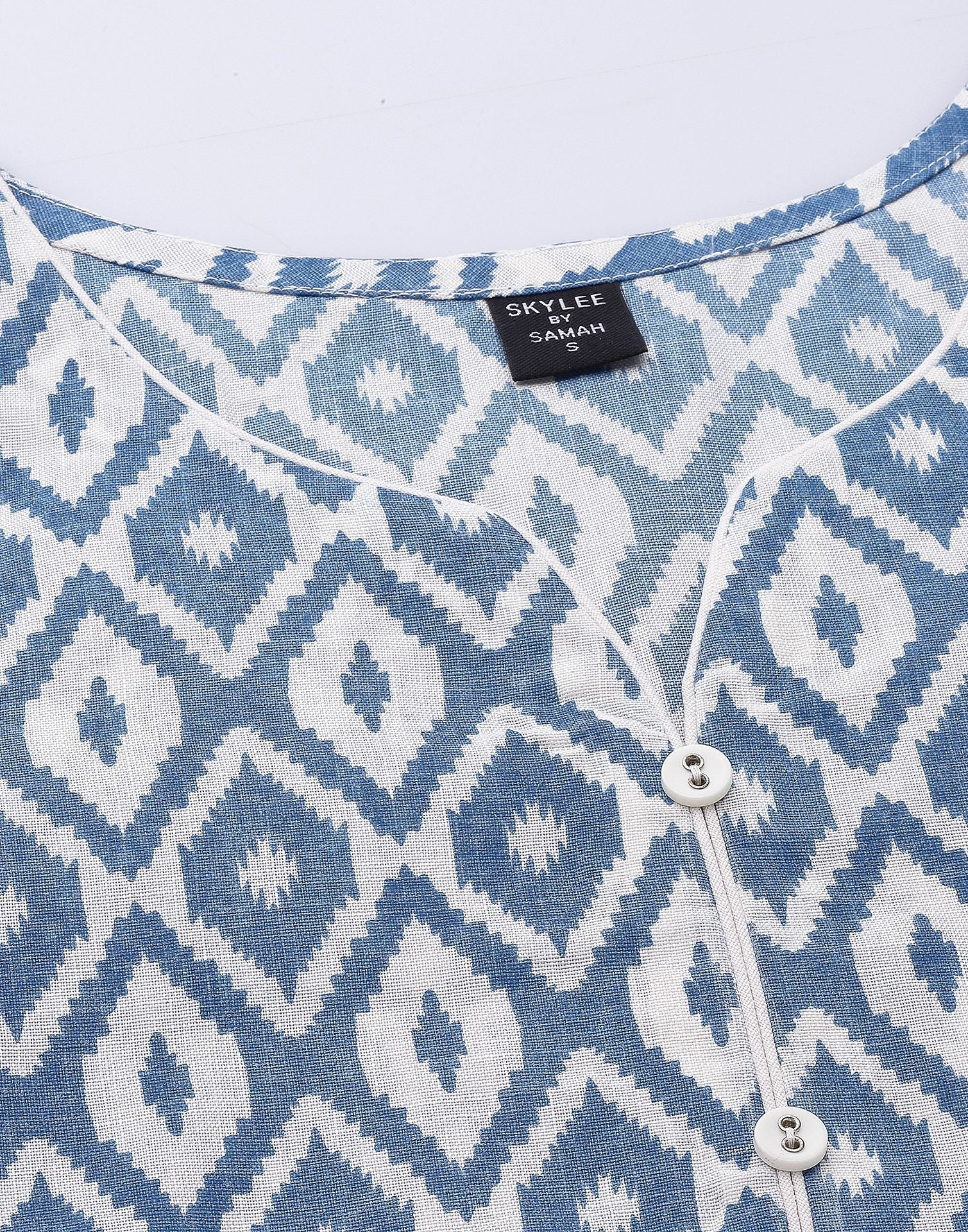 Blue Cotton Kurti With Pant Set | Leemboodi