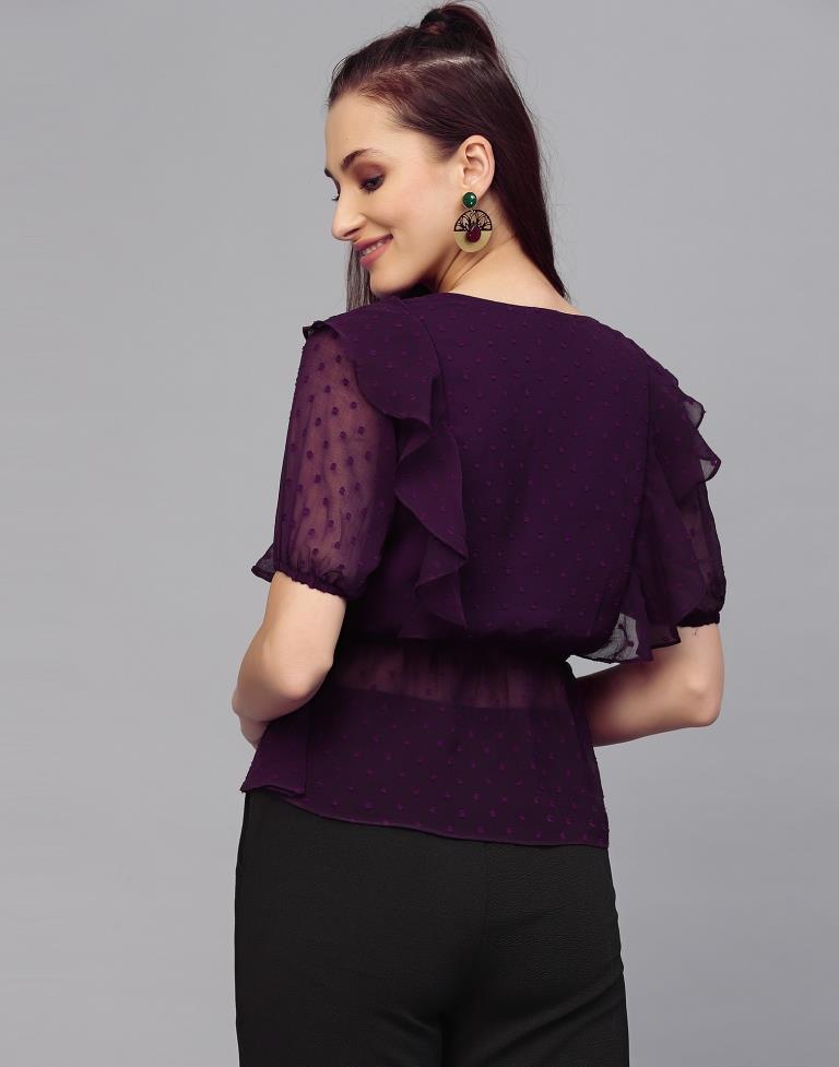 Purple Ruffle Dobby Top | Sudathi