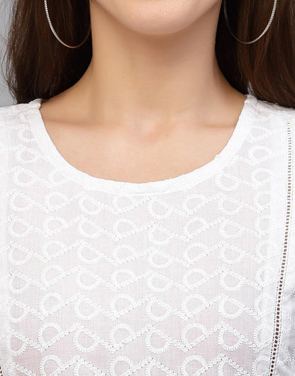 White Cotton Geathered Top