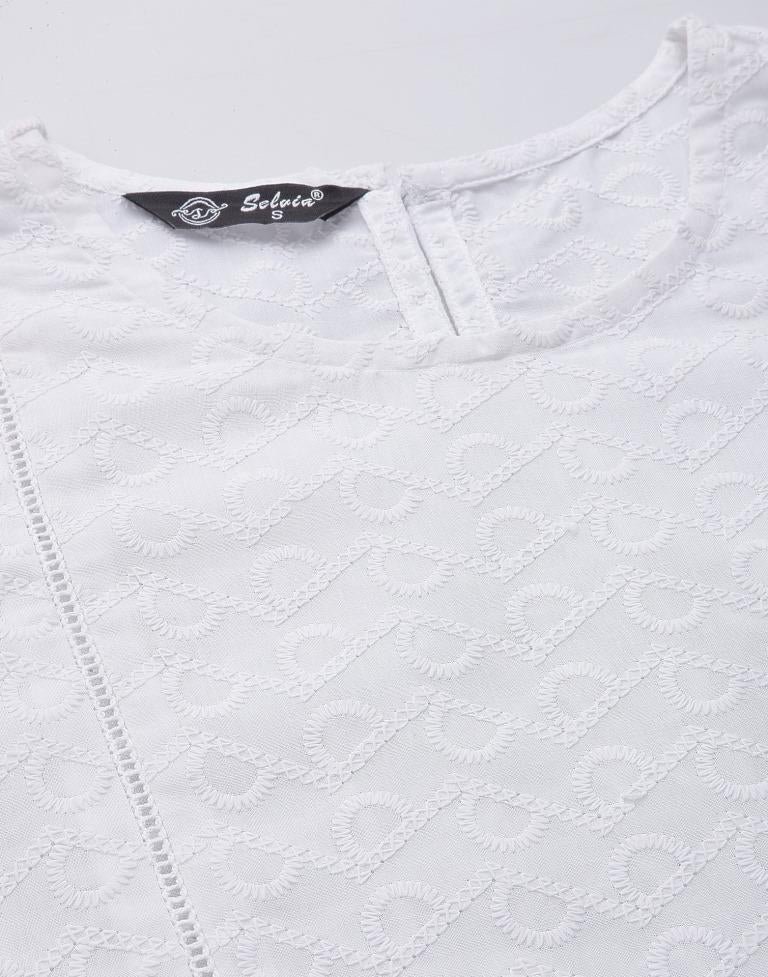 White Cotton Geathered Top