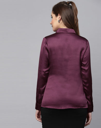 Wine Satin Satin Shirt | Leemboodi