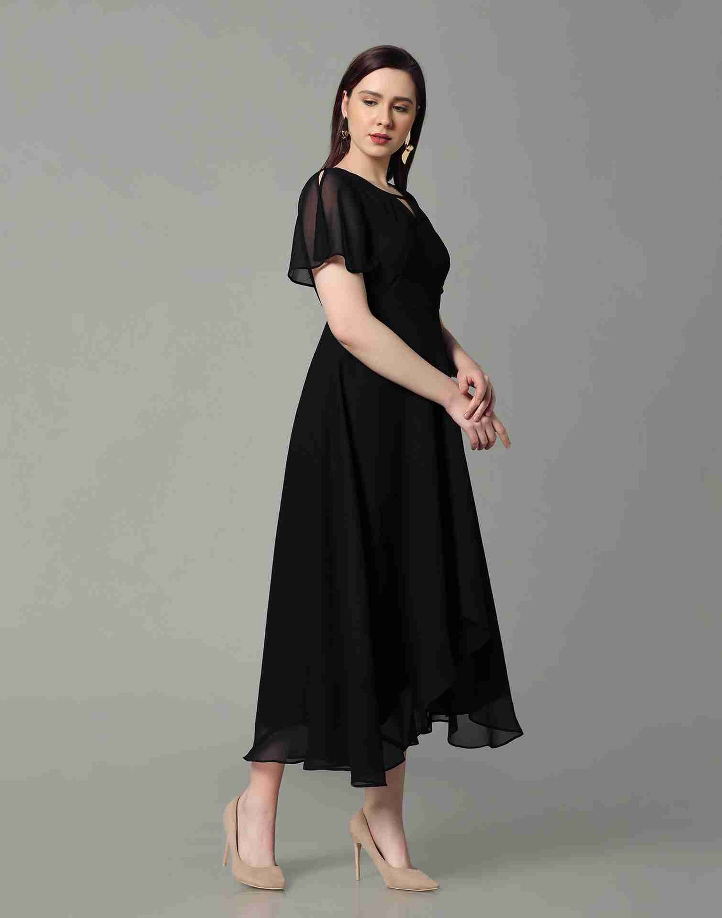 Black Georgette Plain Dress