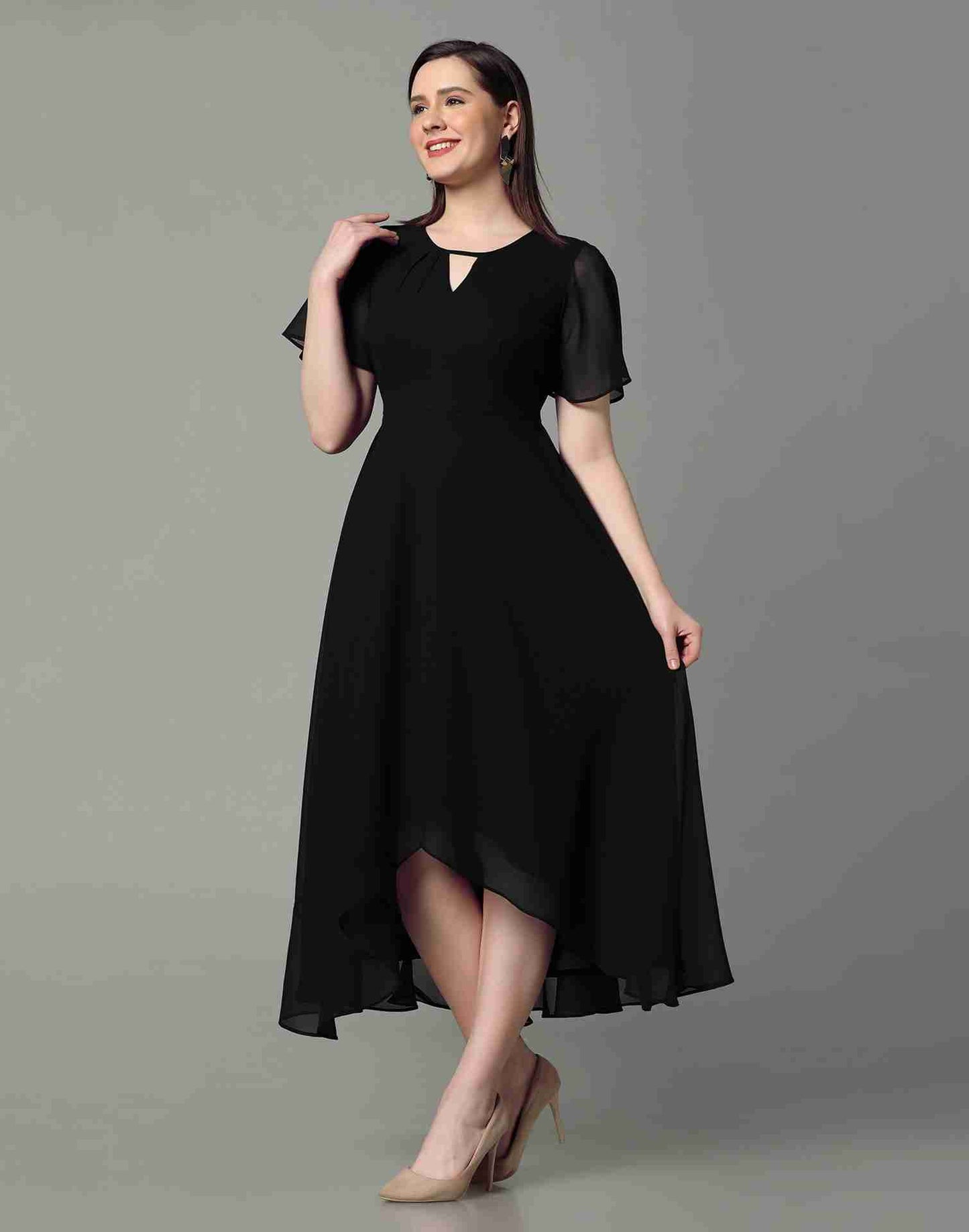 Black Georgette Plain Dress