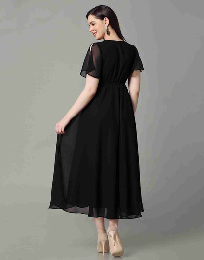 Black Georgette Plain Dress