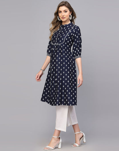 Blue Printed Anarkali Kurta | Leemboodi