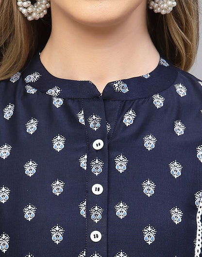 Blue Printed Anarkali Kurta | Leemboodi