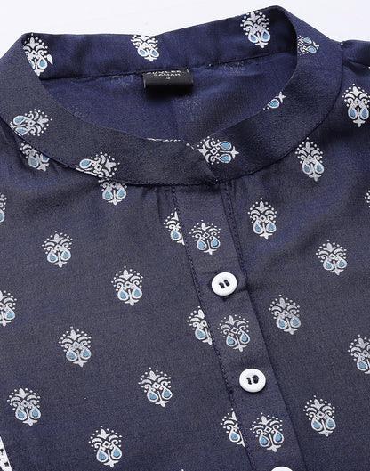 Blue Printed Anarkali Kurta | Leemboodi