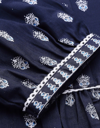 Blue Printed Anarkali Kurta | Leemboodi