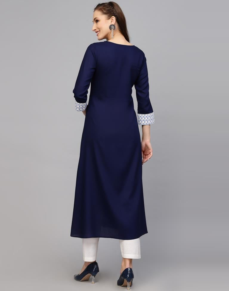 Blue Printed Flared Kurta