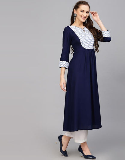 Blue Printed Flared Kurta