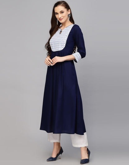 Blue Printed Flared Kurta