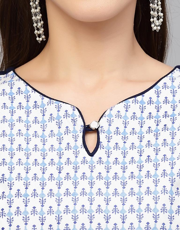 Blue Printed Flared Kurta