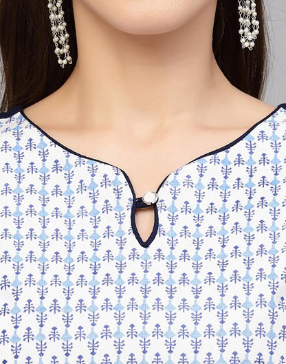 Blue Printed Flared Kurta