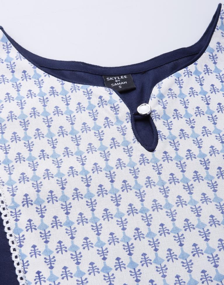 Blue Printed Flared Kurta
