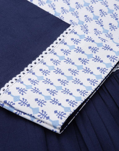 Blue Printed Flared Kurta