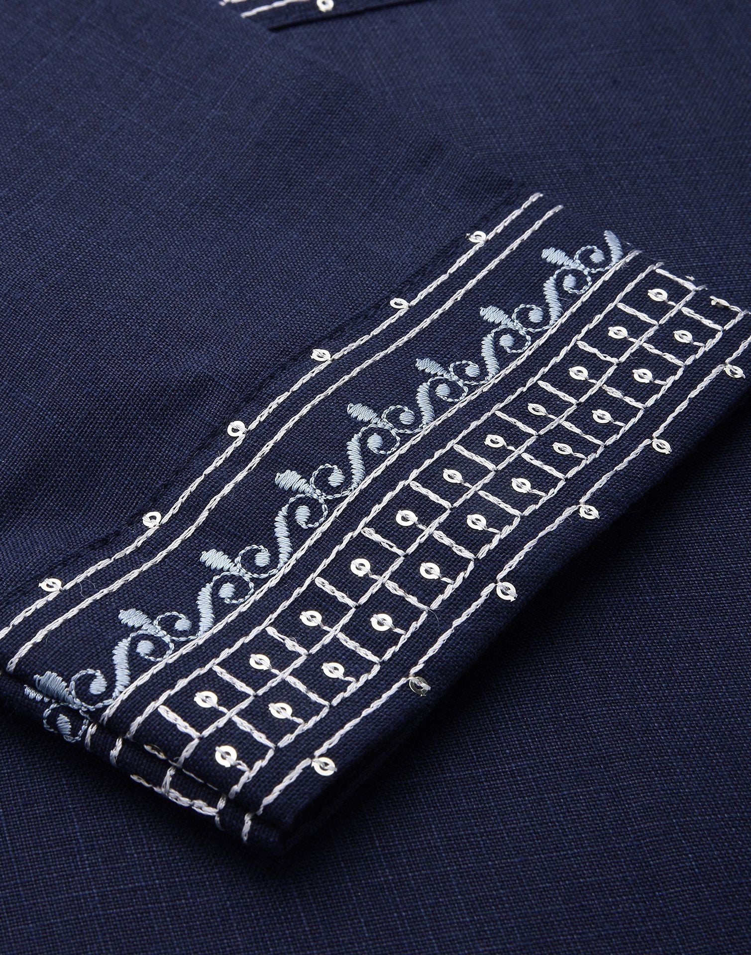 Navy Blue Embroidered Kurti | Leemboodi