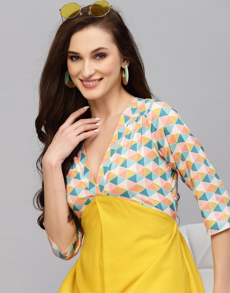 Yellow Printed Midi Dress | Sudathi