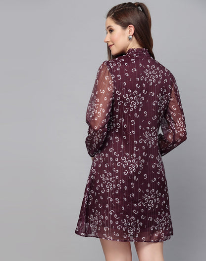 Wine Chiffon Fit and Flare Dress | Sudathi