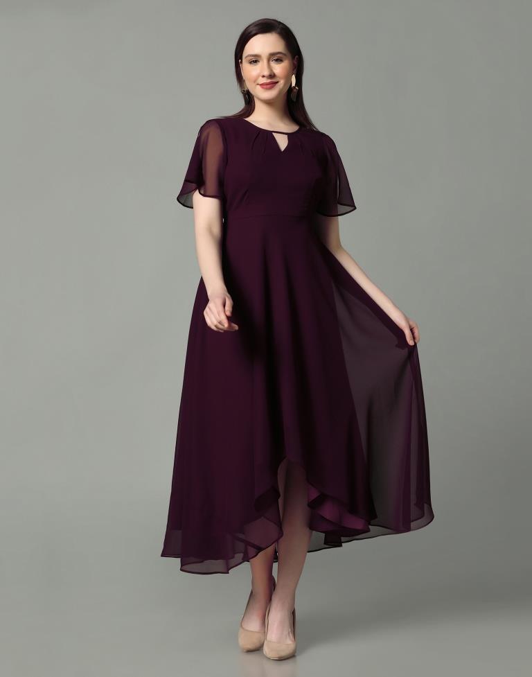 Wine Flared Maxi Dress | Sudathi