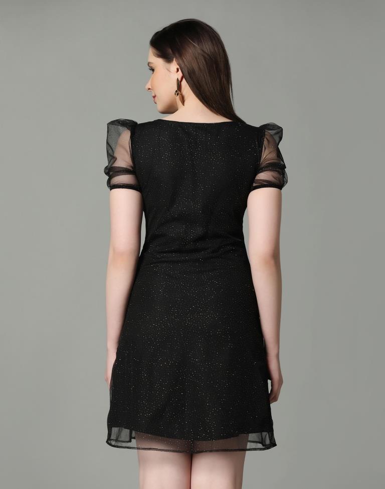 Black puff sleeve party dress | Leemboodi