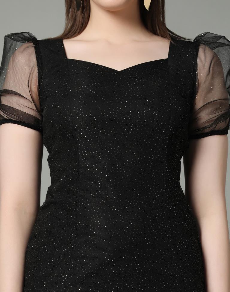 Black puff sleeve party dress | Leemboodi