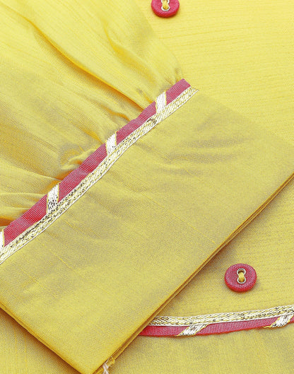 Yellow Silk Kurti With Pant And Dupatta | Leemboodi