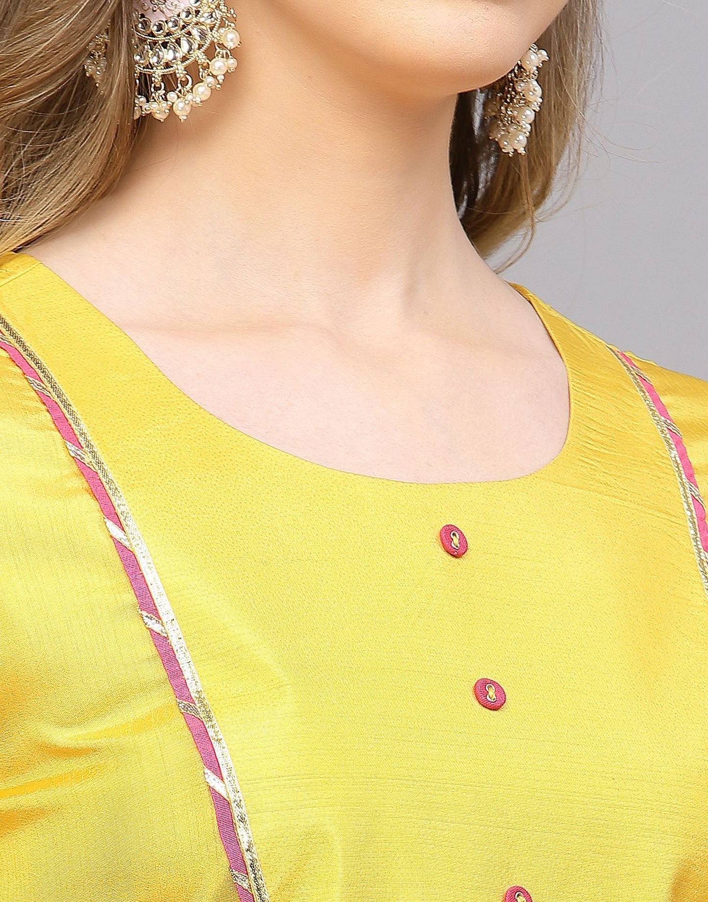 Yellow Silk Kurti With Pant And Dupatta | Leemboodi