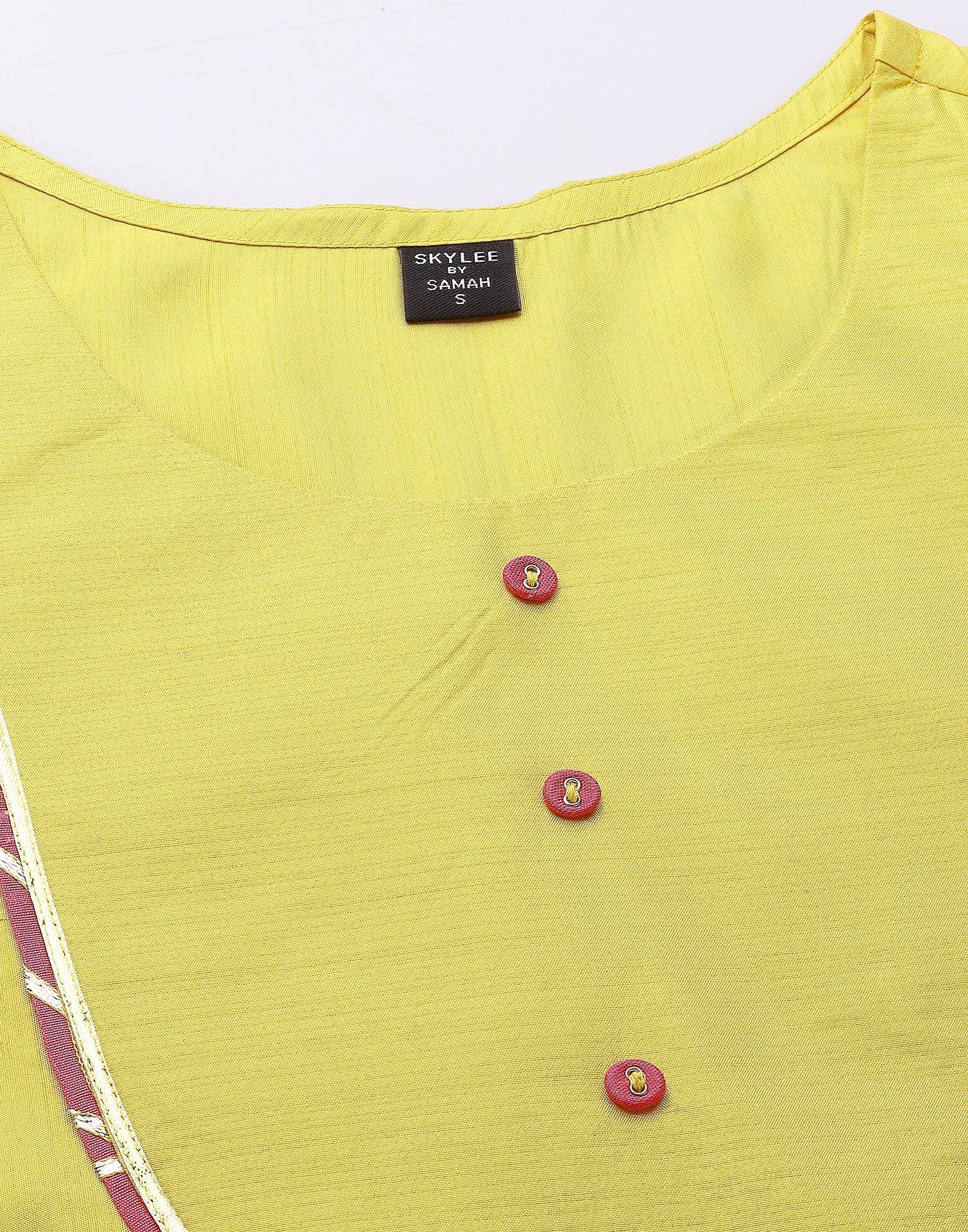 Yellow Silk Plain Straight Kurta With Pant Set | Leemboodi