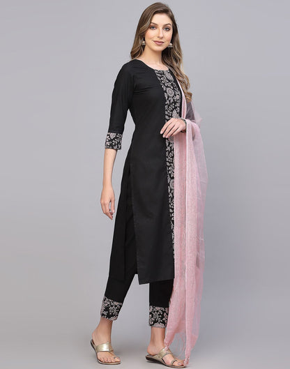 Black Kurti With Pant And Dupatta | Leemboodi