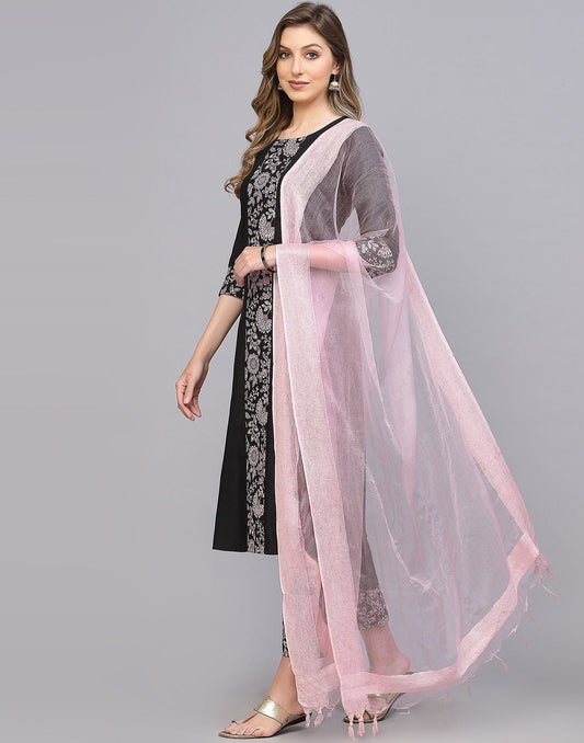 Black Kurti With Pant And Dupatta | Leemboodi