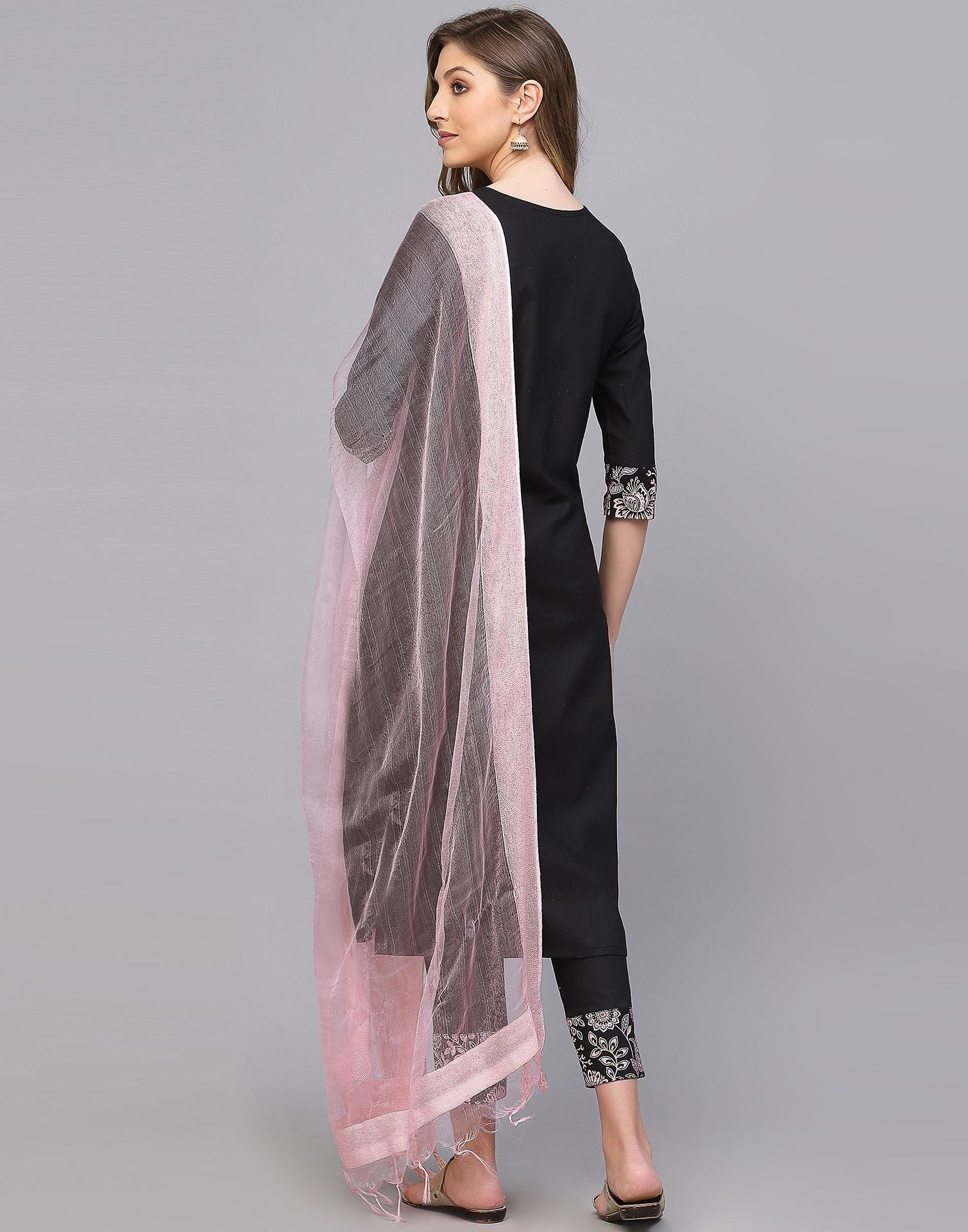 Black Kurti With Pant And Dupatta | Leemboodi