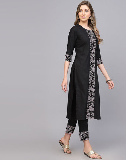 Black Cotton Kurti With Pant Set | Leemboodi