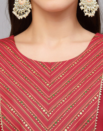 Pink Cotton Kurti With Pant Set | Leemboodi