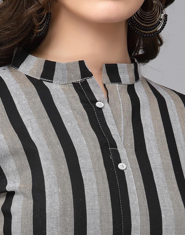 Grey Cotton Woven Straight Kurta | Leemboodi