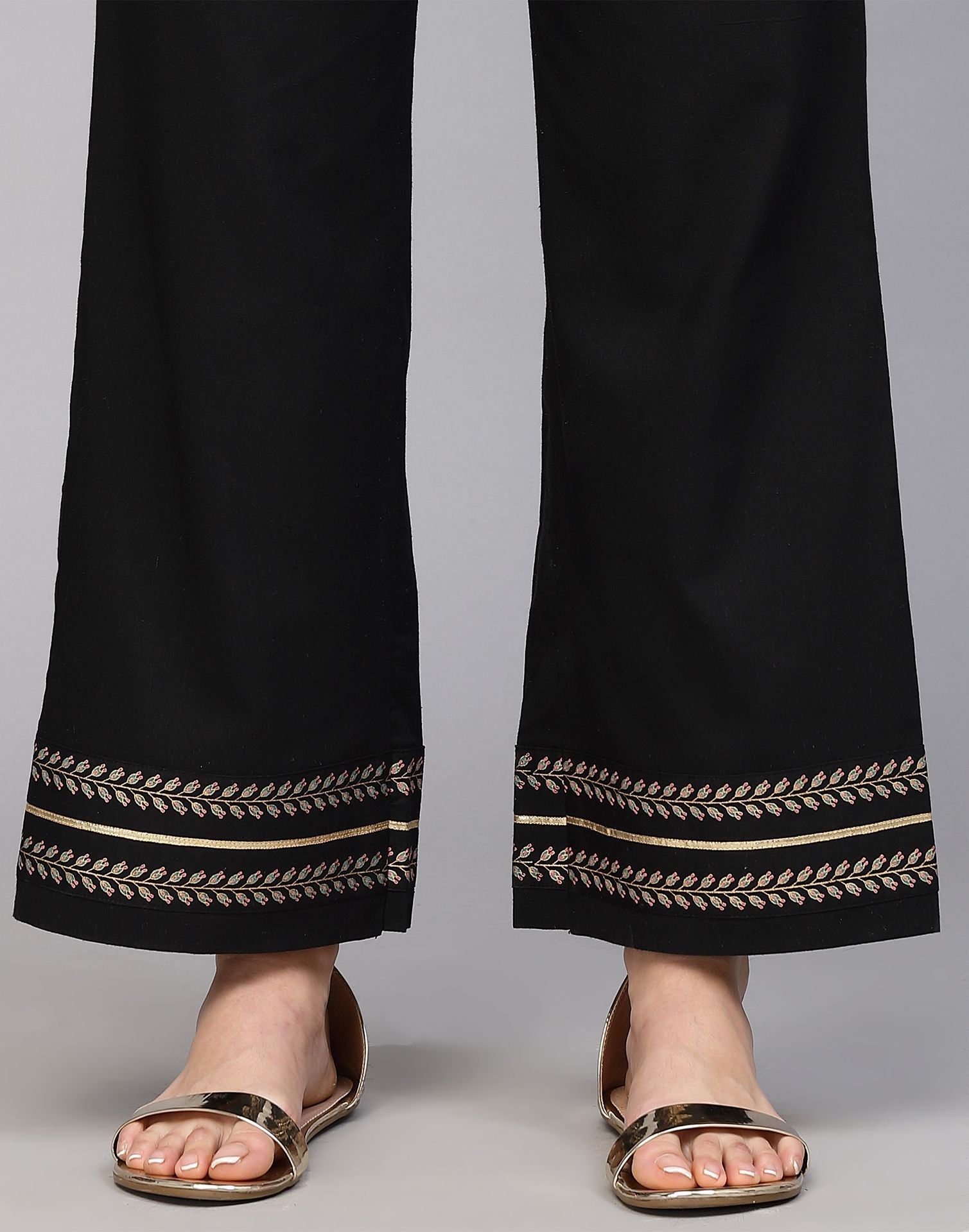 Black Cotton Kurti With Pant Set | Leemboodi