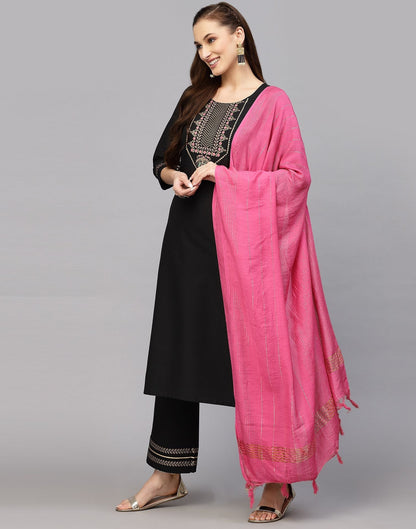 Black Kurti With Pant And Dupatta | Leemboodi