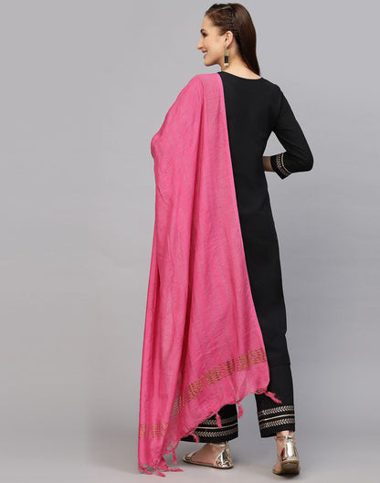 Black Kurti With Pant And Dupatta | Leemboodi