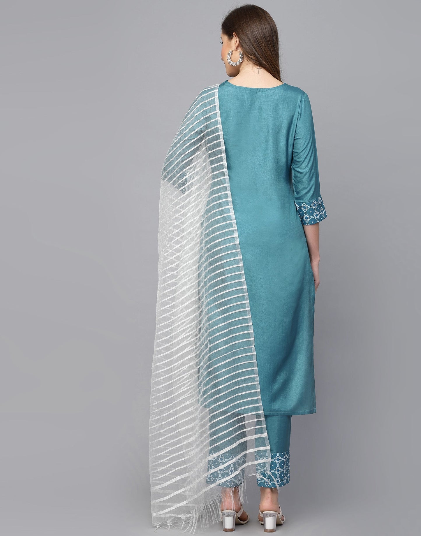 Blue Kurti With Pant And Dupatta | Leemboodi