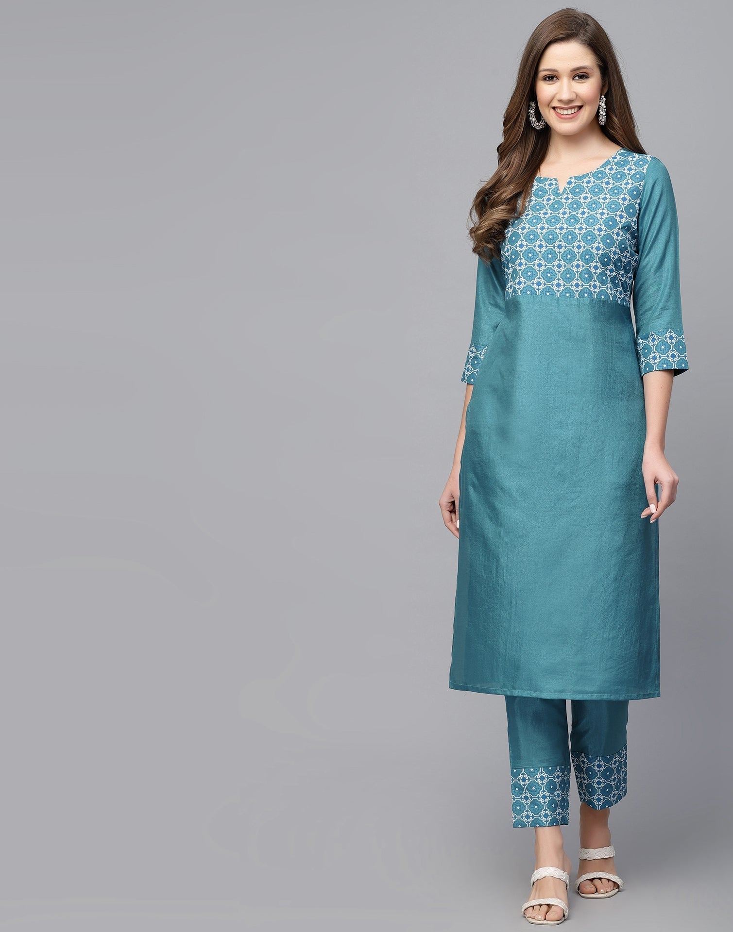 Blue Kurti With Pant And Dupatta | Leemboodi