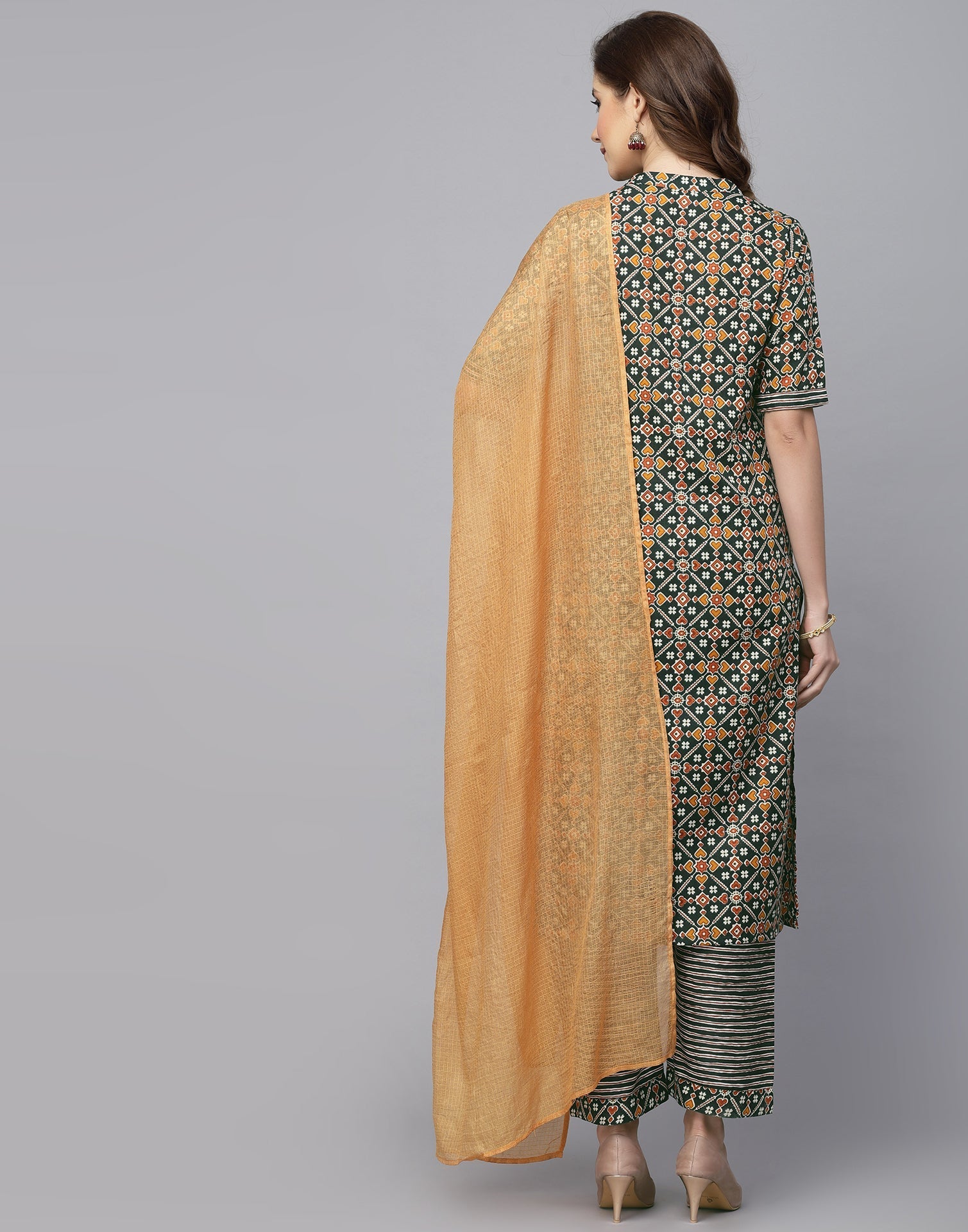 Dark Green Kurti With Pant And Dupatta | Leemboodi