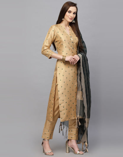 Beige Printed Kurti With Pant And Dupatta | Leemboodi